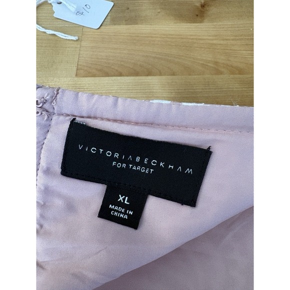 Victoria Beckham for Target Dress Womens XL Pink Floral Shift Jackie O Jacquard - Picture 13 of 14